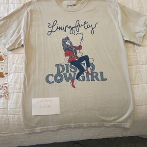 Living fully/disco cowgirl tshirt medium